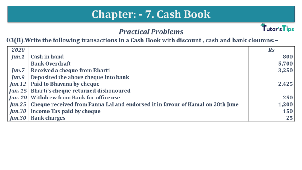 Question No 03 B Chapter No 7